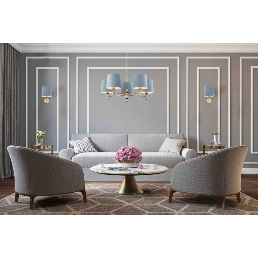 Argon 4349 - Vägglampa PONTE 1xE27/15W/230V rosa/mässing